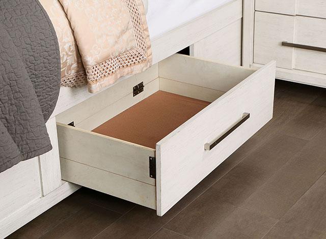 KARLA Cal.King, E.King & Queen Bed, Gray & White - Carl's Furniture (Garden City, KS)