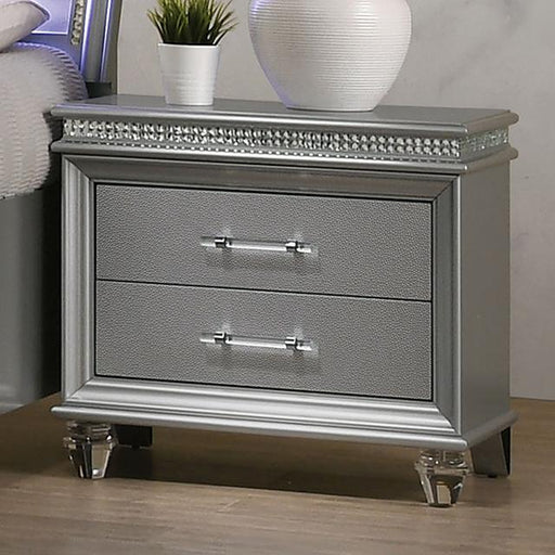 MADDIE Night Stand, Silver - Carl's Furniture (Garden City, KS)