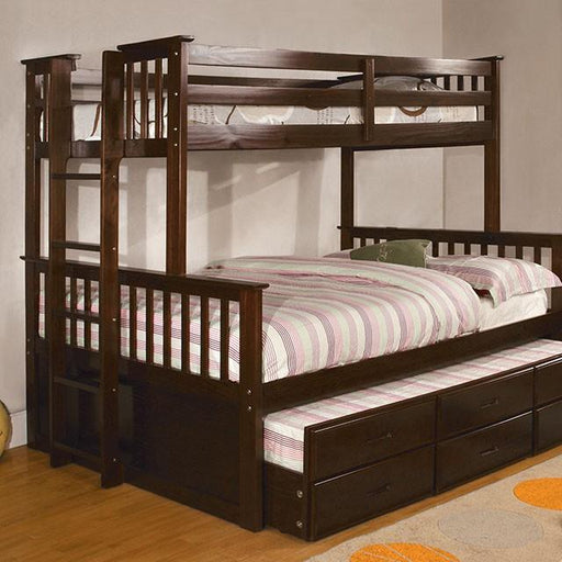 University I Dark Walnut Twin/Full Bunk Bed + Trundle - Carl's Furniture (Garden City, KS)