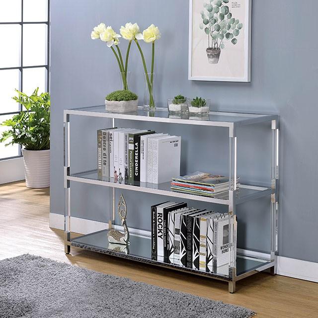 Ludvig Chrome/Clear Sofa Table - Carl's Furniture (Garden City, KS)
