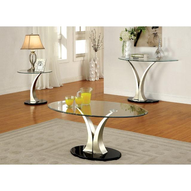 VALO Satin Plated/Black End Table - Carl's Furniture (Garden City, KS)