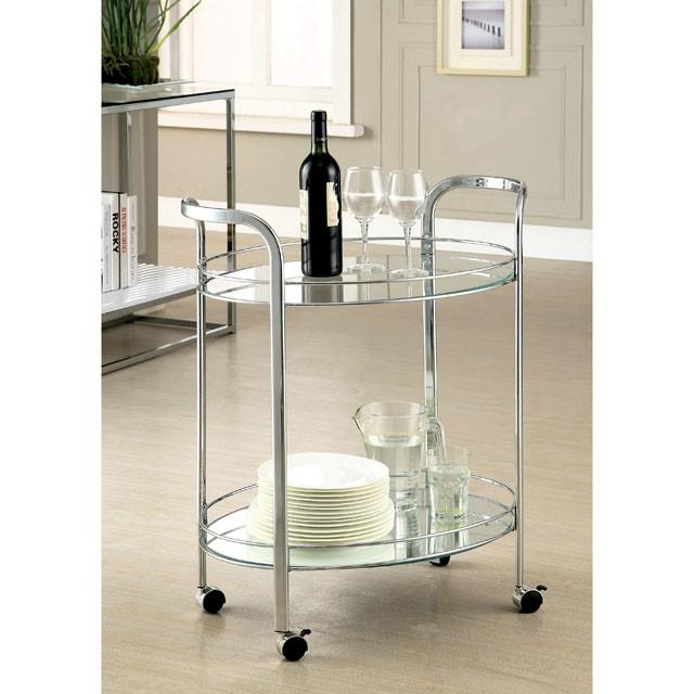LOULE Chrome Serving Cart - Carl's Furniture (Garden City, KS)
