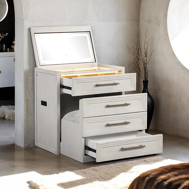 Ashbourne Bedside Vanity Set with Stool Contemporary - Carl's Furniture (Garden City, KS)