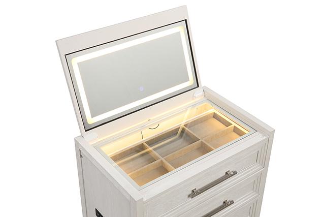 Ashbourne Bedside Vanity Set with Stool Contemporary - Carl's Furniture (Garden City, KS)