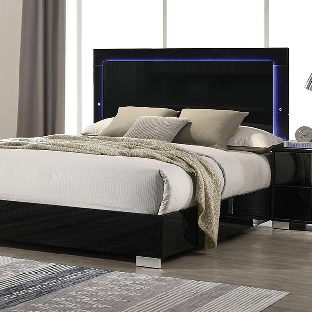 Sinistra Bed Beige, Black, White - Carl's Furniture (Garden City, KS)