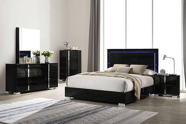 Sinistra Bed Beige, Black, White - Carl's Furniture (Garden City, KS)