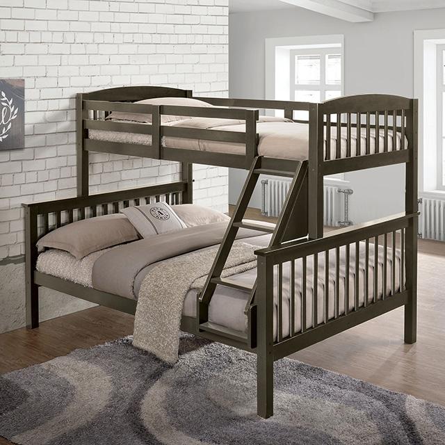 Brookings Twin/Full Bunk Bed White, Brown & Black - Carl's Furniture (Garden City, KS)