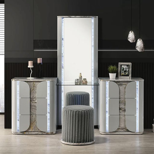 Cleburne Vanity Set with Stool - Carl's Furniture (Garden City, KS)