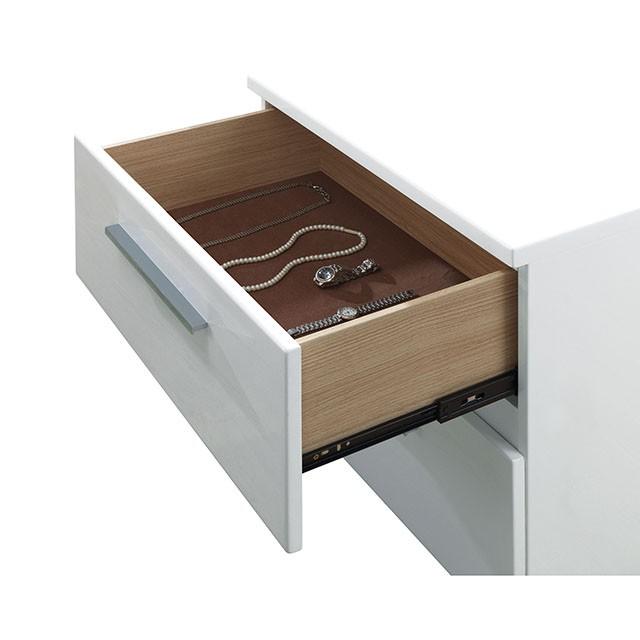 CLEMENTINE Glossy White Night Stand - Carl's Furniture (Garden City, KS)