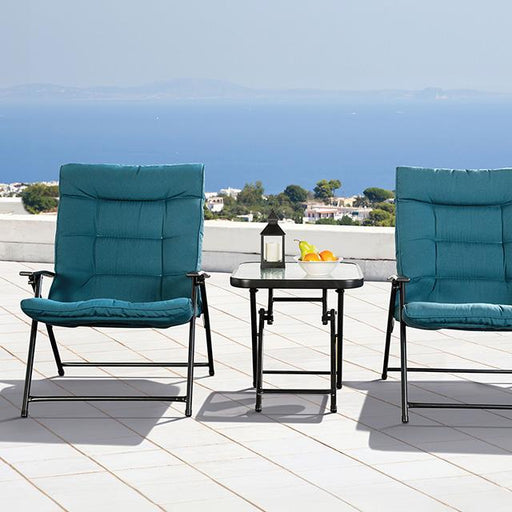 Bastia 3 Pc. Conversation Set Teal & Beige - Carl's Furniture (Garden City, KS)
