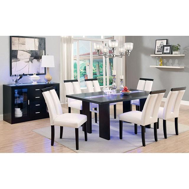 Luminar Black Glass-Insert Dining Table - Carl's Furniture (Garden City, KS)