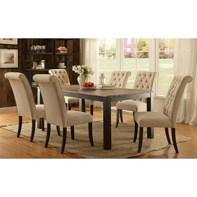 Mashall Beige/Antique Black Side Chair, Ivory (2/CTN) - Carl's Furniture (Garden City, KS)