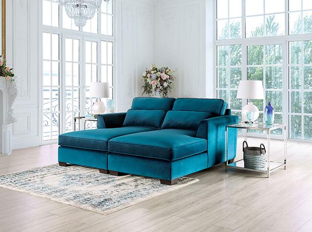 PEREGRINE Sectional, Teal - Carl's Furniture (Garden City, KS)