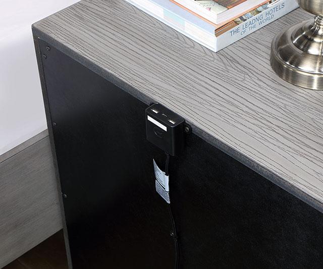 RAIDEN Night Stand w/ USB, Gray - Carl's Furniture (Garden City, KS)
