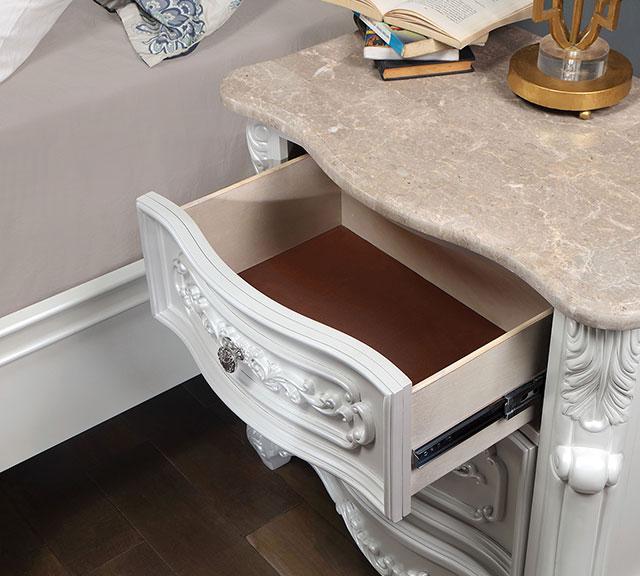 ROSALIND Night Stand, Pearl White - Carl's Furniture (Garden City, KS)