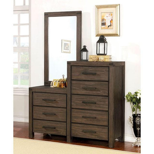 Rexburg Wire-Brushed Rustic Brown 8-Drawer Dresser Mirror - Carl's Furniture (Garden City, KS)