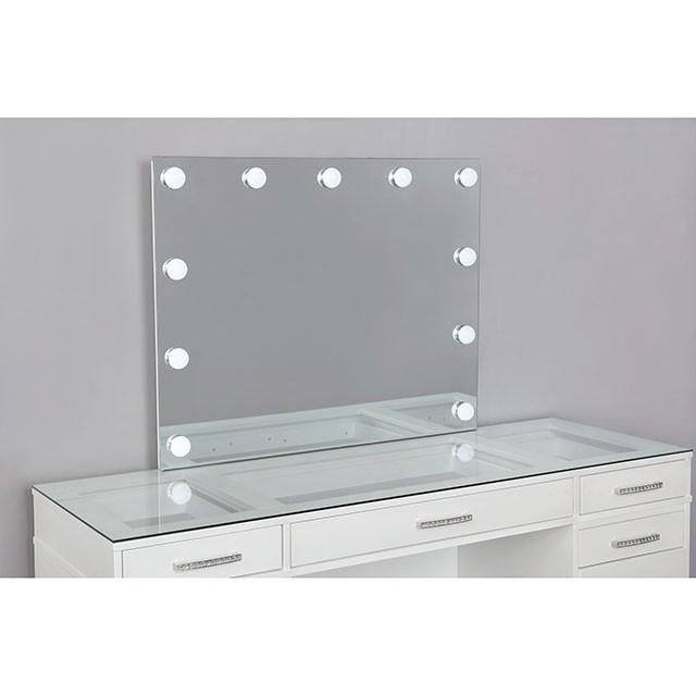 Valentina Vanity Set White & Dark Gray - Carl's Furniture (Garden City, KS)