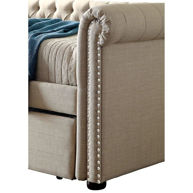 Leanna Daybed w Trundle Beige - Carl's Furniture (Garden City, KS)