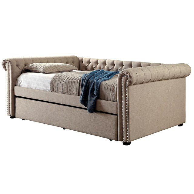 Leanna Daybed w Trundle Beige - Carl's Furniture (Garden City, KS)