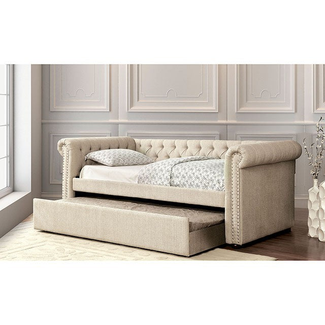 Leanna Daybed w Trundle Beige - Carl's Furniture (Garden City, KS)