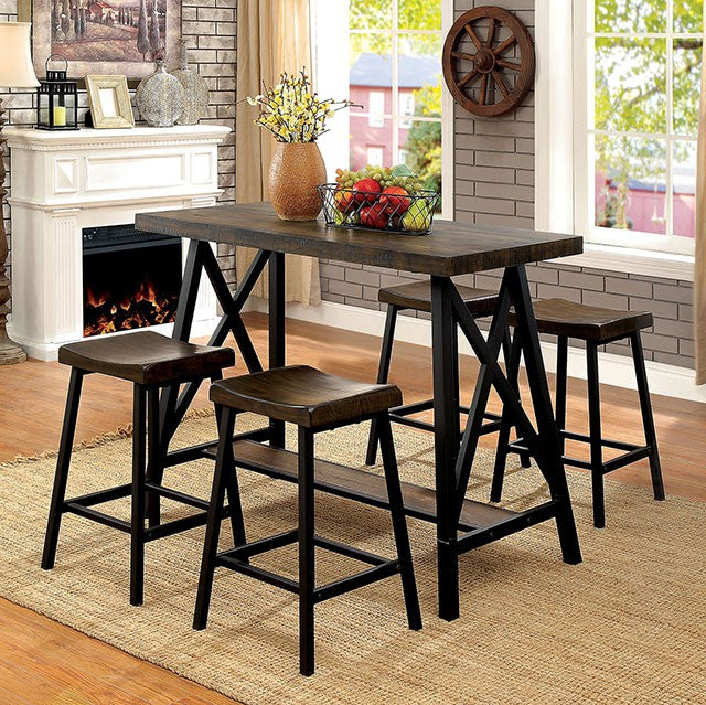 Lainey Weathered Medium Oak/Black Counter Ht. Table - Carl's Furniture (Garden City, KS)
