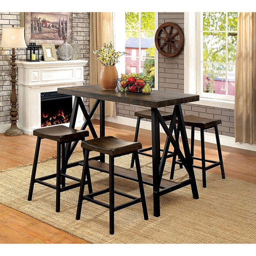 Lainey Weathered Medium Oak/Black Counter Ht. Table - Carl's Furniture (Garden City, KS)