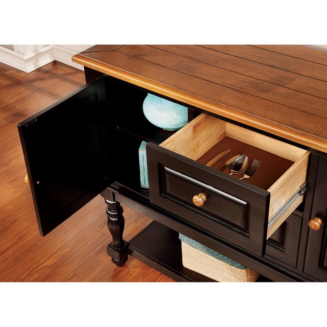 MAYVILLE Black/Antique Oak Server - Carl's Furniture (Garden City, KS)