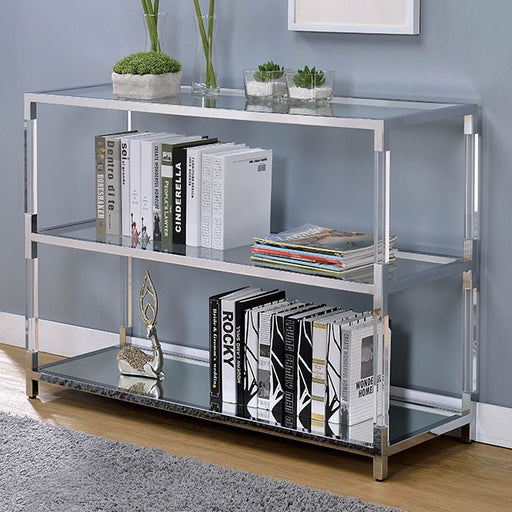 Ludvig Chrome/Clear Sofa Table - Carl's Furniture (Garden City, KS)
