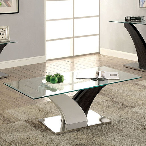 SLOANE White/Dark Gray/Chrome Coffee Table - Carl's Furniture (Garden City, KS)