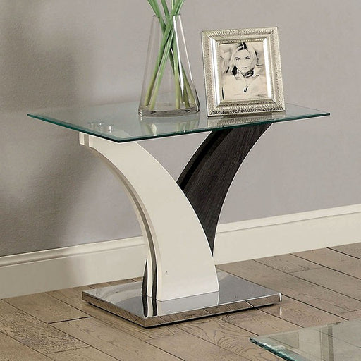 SLOANE White/Dark Gray/Chrome End Table - Carl's Furniture (Garden City, KS)