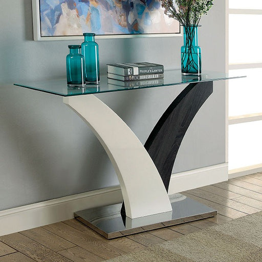 SLOANE White/Dark Gray/Chrome Sofa Table - Carl's Furniture (Garden City, KS)