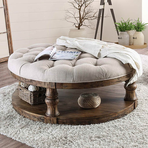 Mika Antique Oak Coffee Table w/ Cushion Top - Carl's Furniture (Garden City, KS)