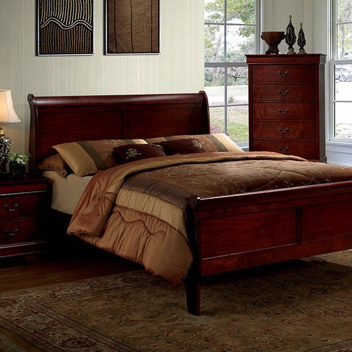 Louis Philippe Queen Bed Cherry - Carl's Furniture (Garden City, KS)