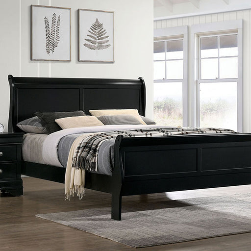 Louis Philippe E.King Bed Black, Cherry, & Gray - Carl's Furniture (Garden City, KS)