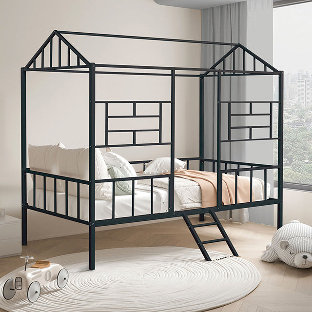 Rhonda Twin Loft Bed White, Silver, & Black - Carl's Furniture (Garden City, KS)