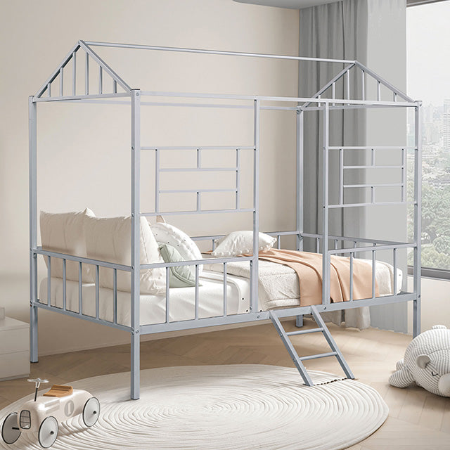 Rhonda Twin Loft Bed White, Silver, & Black - Carl's Furniture (Garden City, KS)