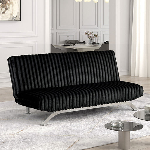 Villeneuve Futon Sofa Bed Black, Pink, & Grey - Carl's Furniture (Garden City, KS)