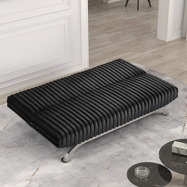 Villeneuve Futon Sofa Bed Black, Pink, & Grey - Carl's Furniture (Garden City, KS)