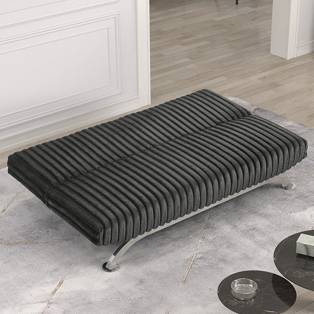 Villeneuve Futon Sofa Bed Black, Pink, & Grey - Carl's Furniture (Garden City, KS)