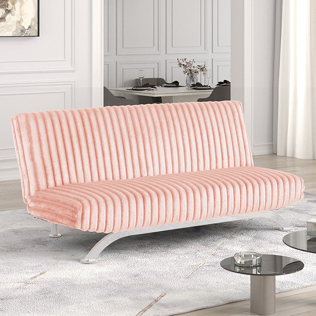 Villeneuve Futon Sofa Bed Black, Pink, & Grey - Carl's Furniture (Garden City, KS)