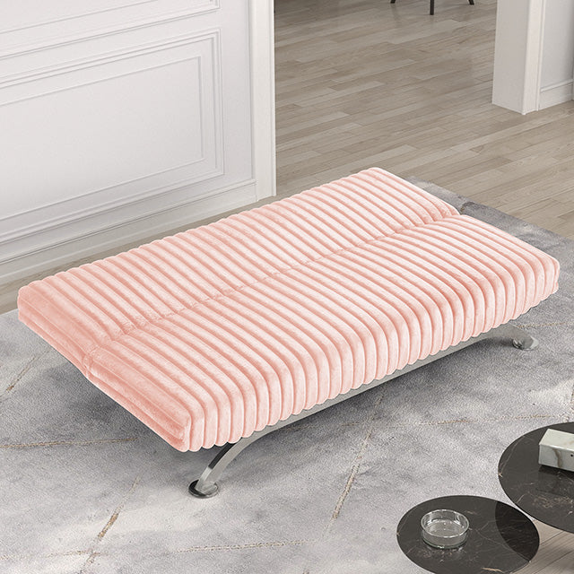 Villeneuve Futon Sofa Bed Black, Pink, & Grey - Carl's Furniture (Garden City, KS)