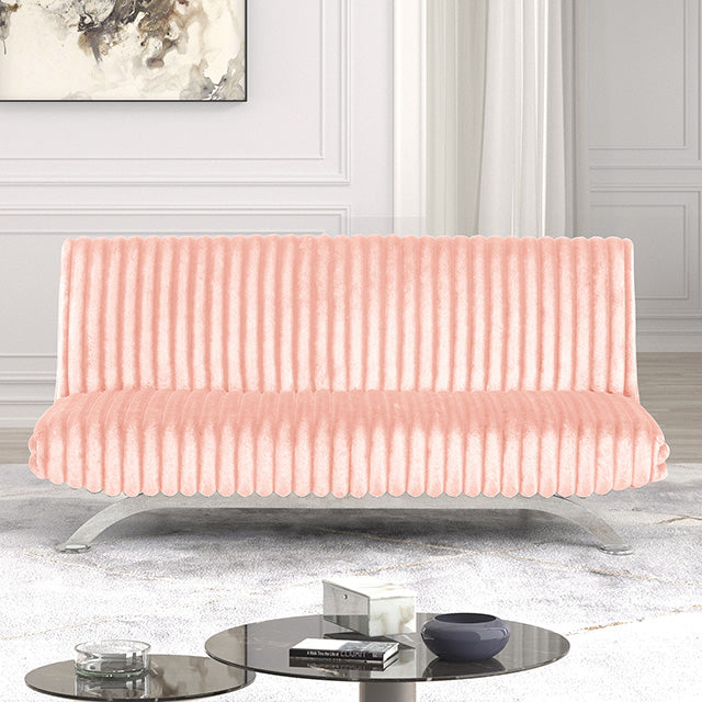 Villeneuve Futon Sofa Bed Black, Pink, & Grey - Carl's Furniture (Garden City, KS)