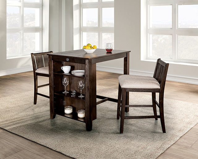 Lescles 3 Pc Counter Ht Set (1 Table + 2 Chairs) - Carl's Furniture (Garden City, KS)