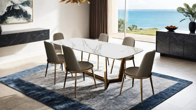Norelli 7 Pc Dining Table Set Gold - Carl's Furniture (Garden City, KS)