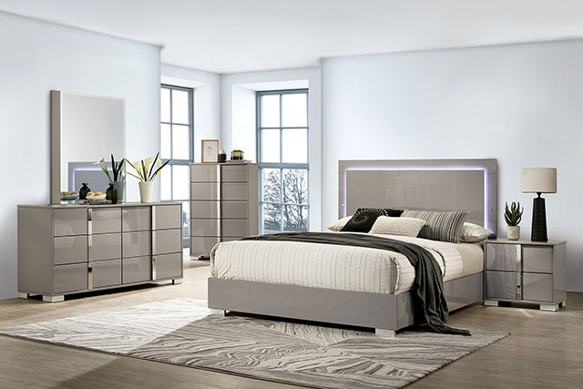 Sinistra Bed Beige, Black, White - Carl's Furniture (Garden City, KS)