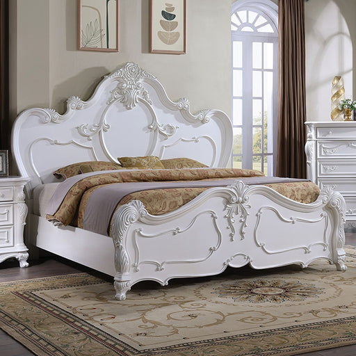 Roselli E.King & Queen Bed White & Chrome - Carl's Furniture (Garden City, KS)