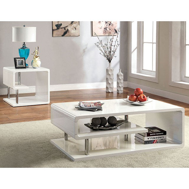Ninove I White/Chrome End Table - Carl's Furniture (Garden City, KS)