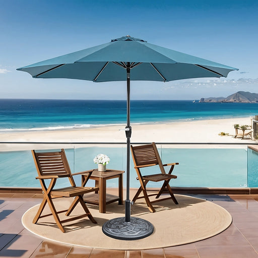 Soli 9' Outdoor Umbrella w/ Auto Tilt + 21" Round Base - Carl's Furniture (Garden City, KS)