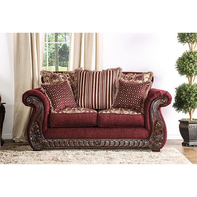 TABITHA Wine Love Seat, Wine - Carl's Furniture (Garden City, KS)