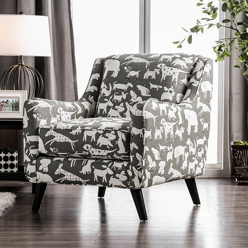 Patricia Ivory/Black Animal Pattern Chair - Carl's Furniture (Garden City, KS)